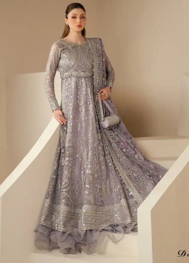 Jazmin Embroidered Chiffon Suits Unstitched 3 Piece JZ25WF WF 25-05 - Wedding Collection