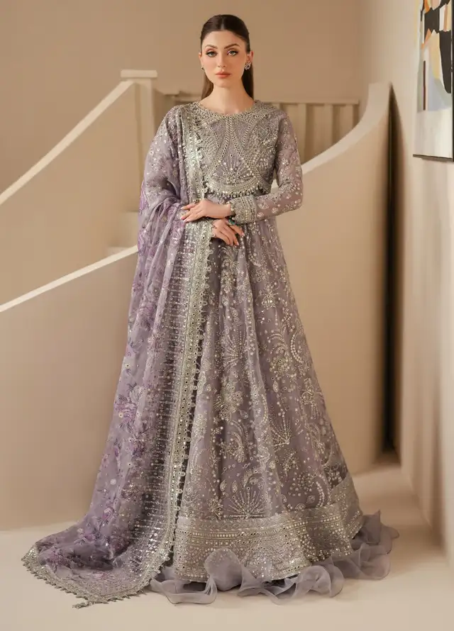 Jazmin Embroidered Chiffon Suits Unstitched 3 Piece JZ25WF WF 25-05 - Wedding Collection