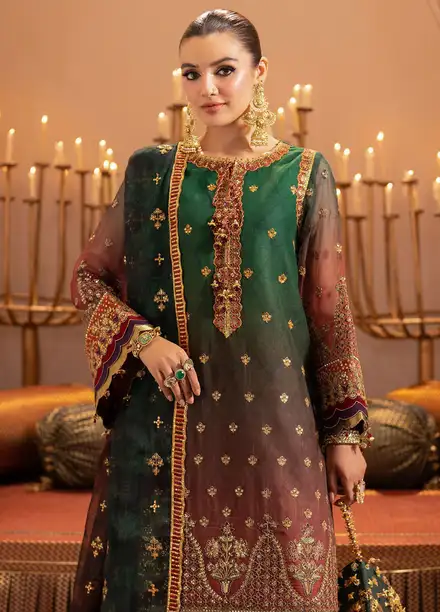 Jhalak by Alizeh Embroidered Chiffon Suit Unstitched 3 Piece AFB24J D-02 Husn - Festive Collection