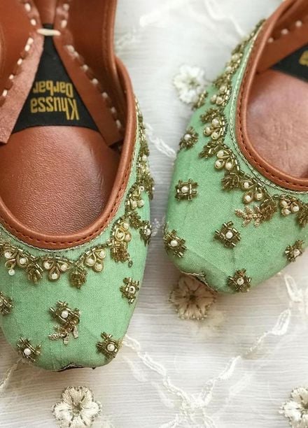 Khussa Darbar Festive Style   Khussa Gul Bahar (Pista Green)