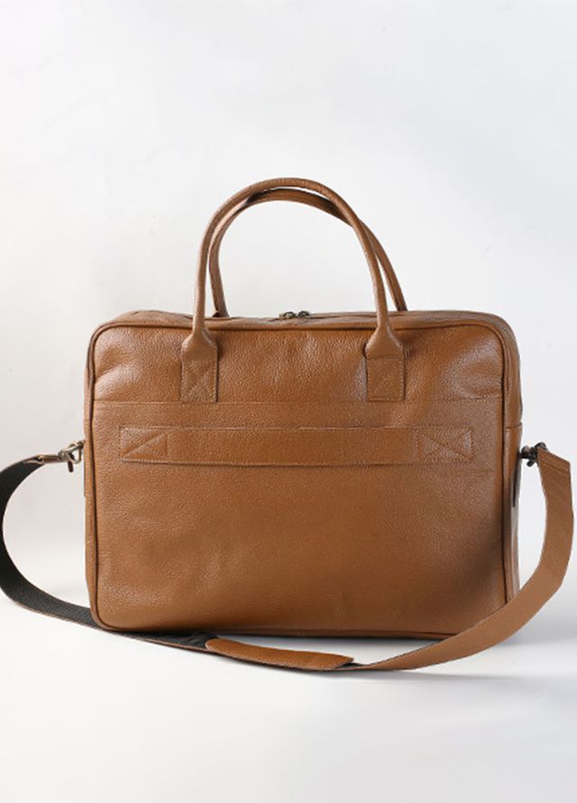 Lafanzo Pret Plain Leather Laptop Bag 5006 Tan