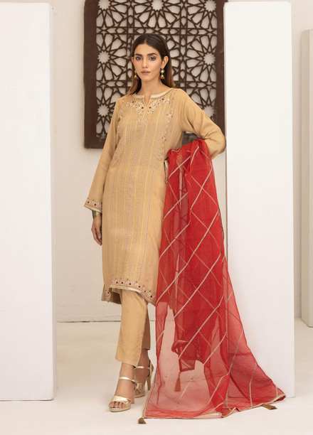 Lakhany Luxury Pret Embroidered Raw Silk 3 Piece Suit LSM21FP-2 LSM-2516