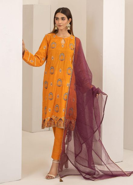 Lakhany Luxury Pret Embroidered Raw Silk 3 Piece Suit LSM21FP-2 LSM-2518
