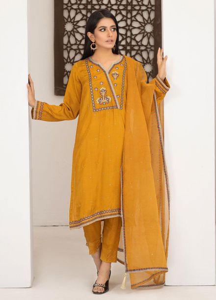 Lakhany Luxury Pret Embroidered Raw Silk 3 Piece Suit LSM21FP-2 LSM-2519
