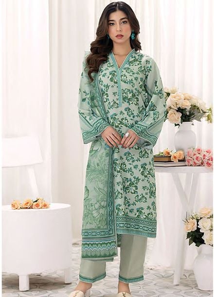 Lakhany Printed Bana dora Suits Unstitched 3 Piece LSM25MP MP-0102 - Summer Collection