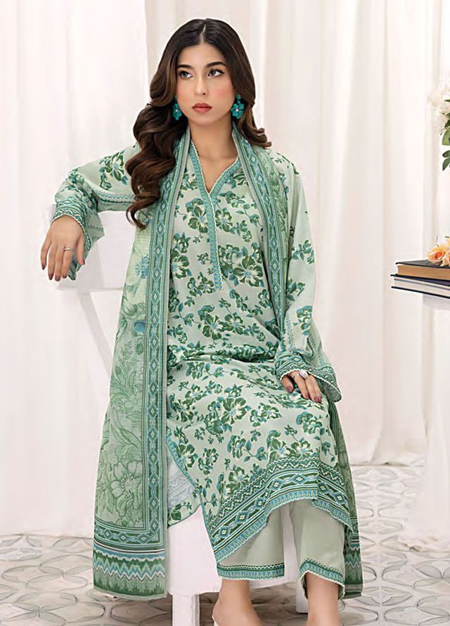 Lakhany Printed Bana dora Suits Unstitched 3 Piece LSM25MP MP-0102 - Summer Collection