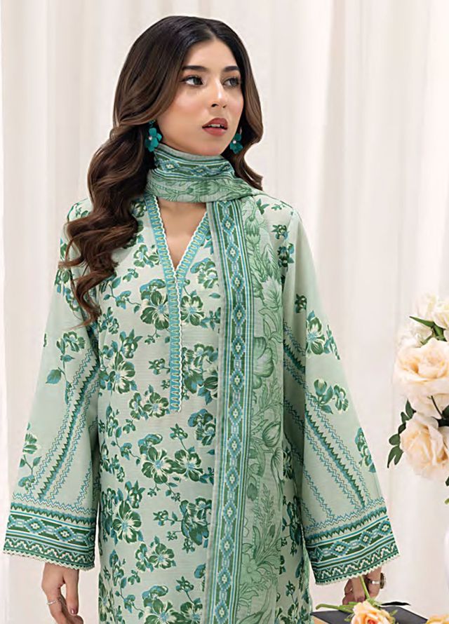 Lakhany Printed Bana dora Suits Unstitched 3 Piece LSM25MP MP-0102 - Summer Collection