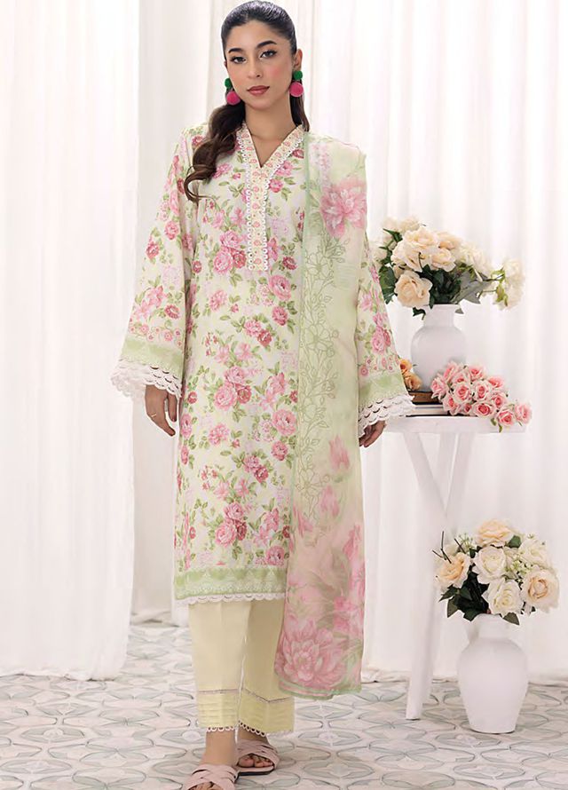 Lakhany Printed Bana dora Suits Unstitched 3 Piece LSM25MP MP-0105 - Summer Collection