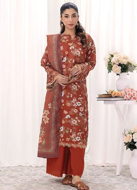 Lakhany Printed Bana dora Suits Unstitched 3 Piece LSM25MP MP-0106 - Summer Collection