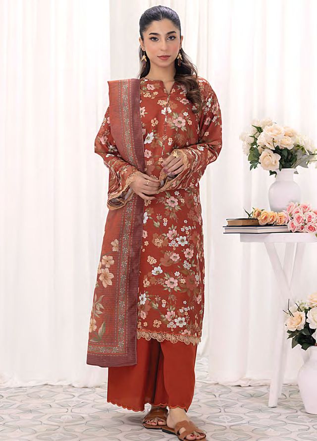 Lakhany Printed Bana dora Suits Unstitched 3 Piece LSM25MP MP-0106 - Summer Collection