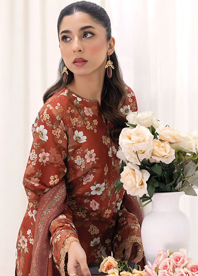 Lakhany Printed Bana dora Suits Unstitched 3 Piece LSM25MP MP-0106 - Summer Collection