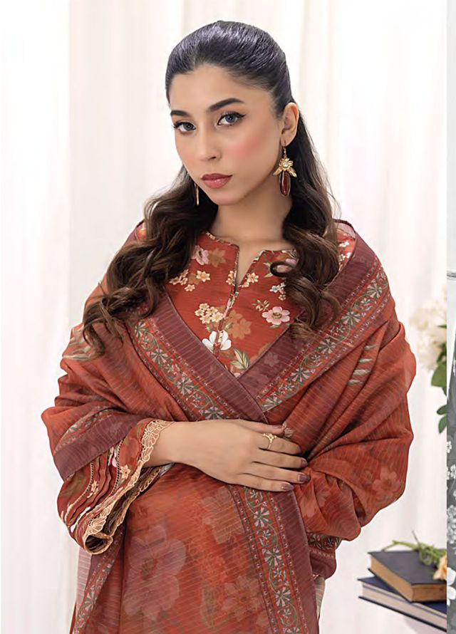 Lakhany Printed Bana dora Suits Unstitched 3 Piece LSM25MP MP-0106 - Summer Collection