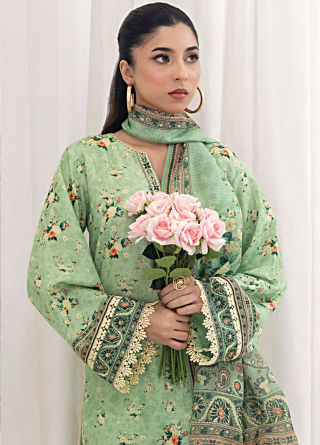 Lakhany Printed Bana dora Suits Unstitched 3 Piece LSM25MP MP-0107 - Summer Collection