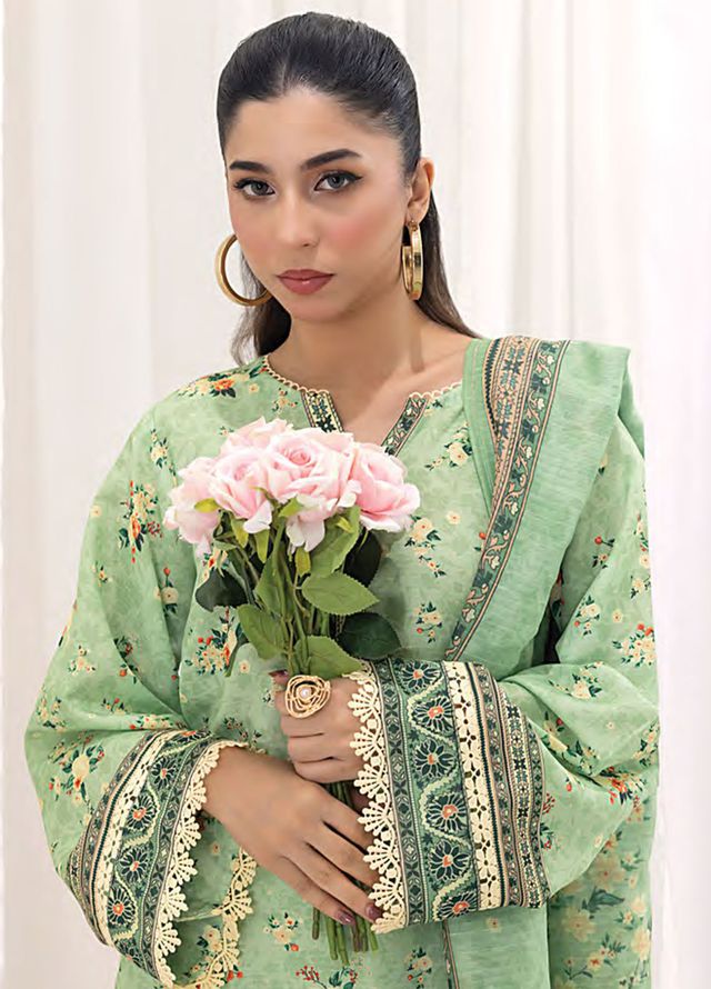 Lakhany Printed Bana dora Suits Unstitched 3 Piece LSM25MP MP-0107 - Summer Collection
