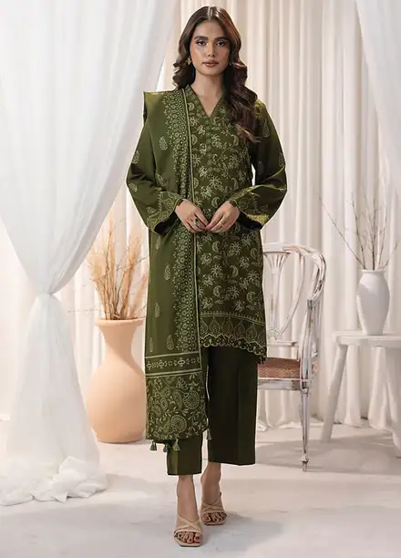 Lakhany Printed Wool Suit Unstitched 3 Piece LSM24CW LG-UB-0095-C - Winter Collection