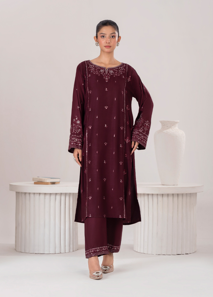 Lamhay by Haniya Mahnoor Pret Embroidered Linen 2 Piece Suit Hazel