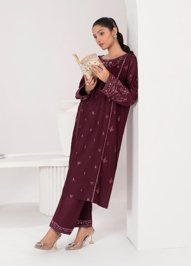 Lamhay by Haniya Mahnoor Pret Embroidered Linen 2 Piece Suit Hazel