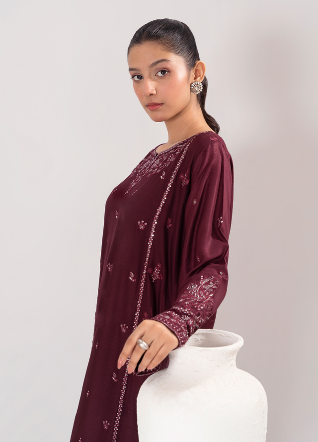 Lamhay by Haniya Mahnoor Pret Embroidered Linen 2 Piece Suit Hazel