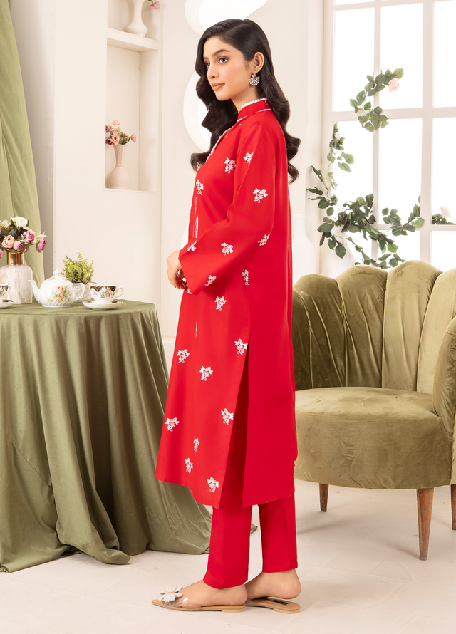 Lamhay by Haniya Mahnoor Pret Embroidered Linen 3 Piece Suit Shy