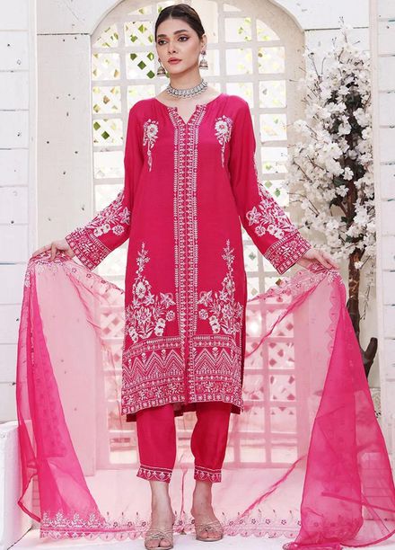 MAK Fashion Pret Embroidered Raw Silk 3 Piece Suit MAK23PST Maahru