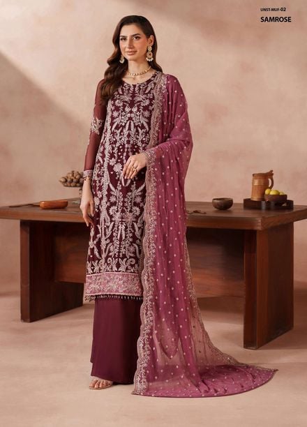 Mahrosh by Zarif Embroidered Chiffon Suits Unstitched 3 Piece ZAF25MF MUF-02 Samrose - Formals Collection