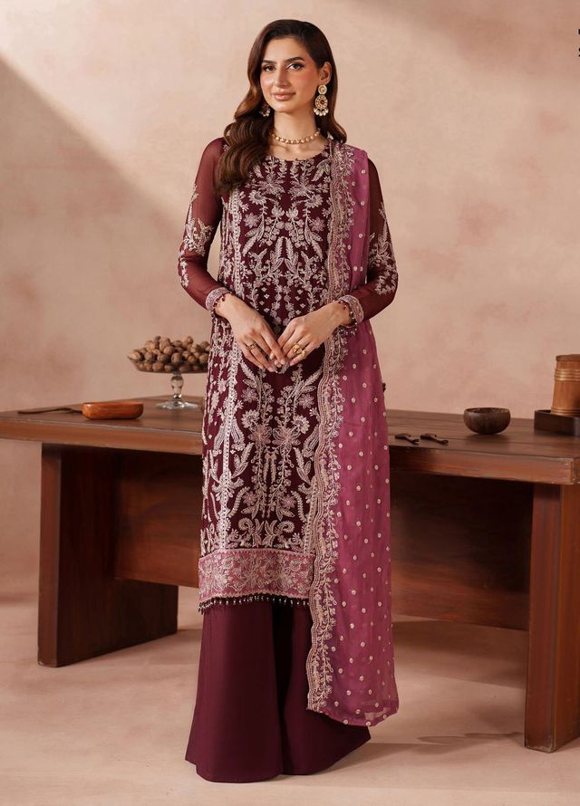 Mahrosh by Zarif Embroidered Chiffon Suits Unstitched 3 Piece ZAF25MF MUF-02 Samrose - Formals Collection