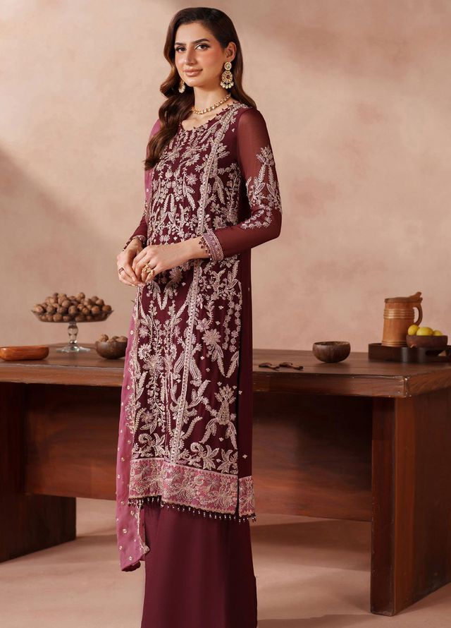 Mahrosh by Zarif Embroidered Chiffon Suits Unstitched 3 Piece ZAF25MF MUF-02 Samrose - Formals Collection