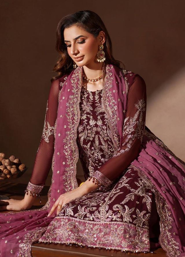Mahrosh by Zarif Embroidered Chiffon Suits Unstitched 3 Piece ZAF25MF MUF-02 Samrose - Formals Collection
