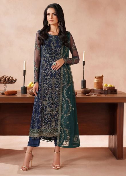 Mahrosh by Zarif Embroidered Net Suits Unstitched 3 Piece ZAF25MF MUF-03 Bateel - Formals Collection