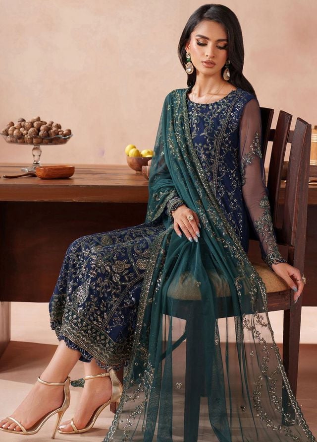 Mahrosh by Zarif Embroidered Net Suits Unstitched 3 Piece ZAF25MF MUF-03 Bateel - Formals Collection