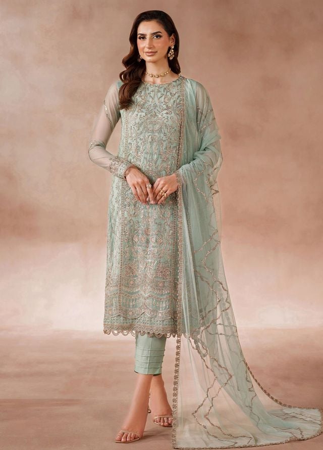 Mahrosh by Zarif Embroidered Net Suits Unstitched 3 Piece ZAF25MF MUF-05 Zarqa - Formals Collection