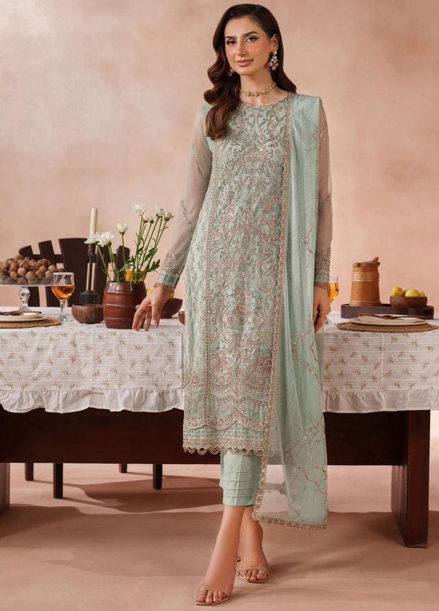 Mahrosh by Zarif Embroidered Net Suits Unstitched 3 Piece ZAF25MF MUF-05 Zarqa - Formals Collection