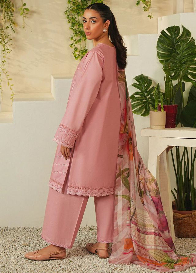 Mannat Clothing Pret Embroidered Lawn 3 Piece Suit Pinkveil