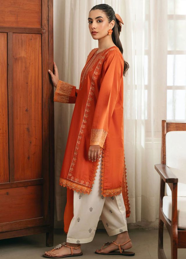 Mannat Clothing Pret Embroidered Lawn 3 Piece Suit Rust