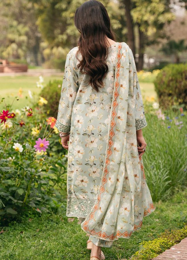 Mannat Pret Printed Cotton Lawn 3 Piece Suit Dew