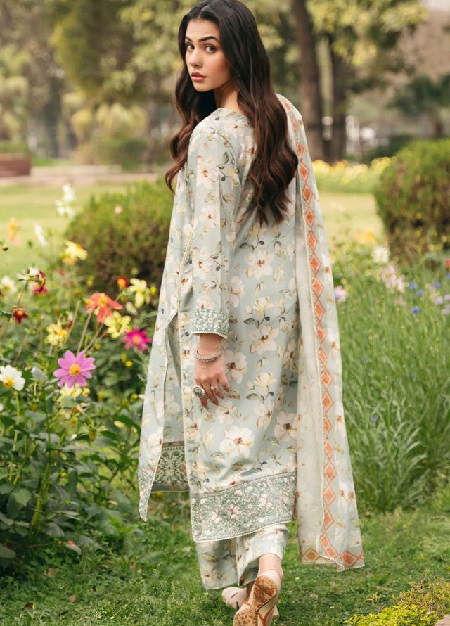 Mannat Pret Printed Cotton Lawn 3 Piece Suit Dew