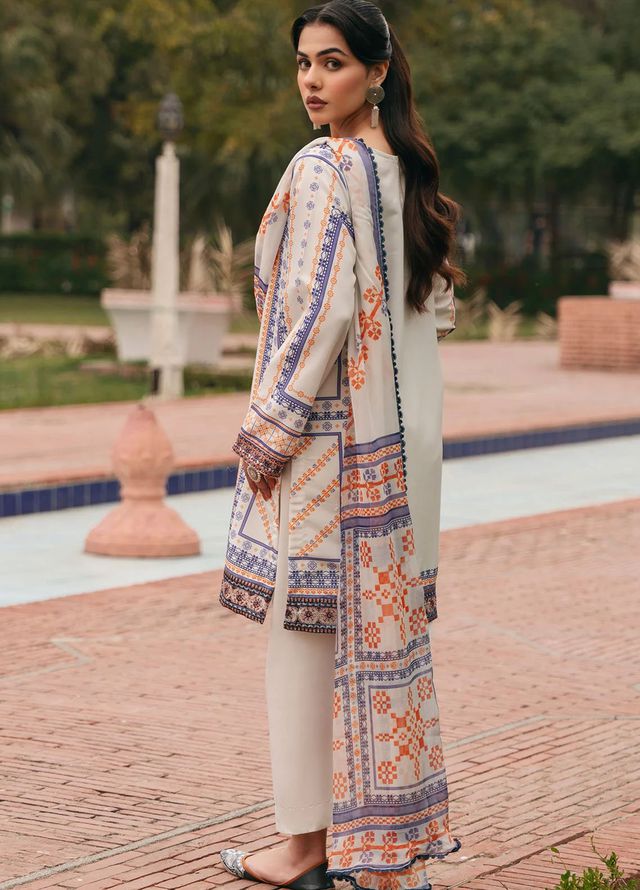 Mannat Pret Printed Cotton Lawn 3 Piece Suit Oat