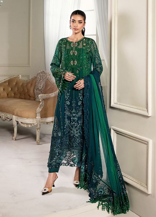 Maria B Embroidered Chiffon Suits Unstitched 3 Piece MB25CU D-06 - Formals Collection
