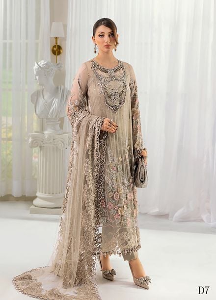 Maria B Embroidered Chiffon Suits Unstitched 3 Piece MB25CU D-07 - Formals Collection