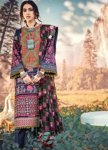 Maryam Hussain Embroidered Khaddar Suits Unstitched 3 Piece MH21W 09 Emerald - Winter Collection