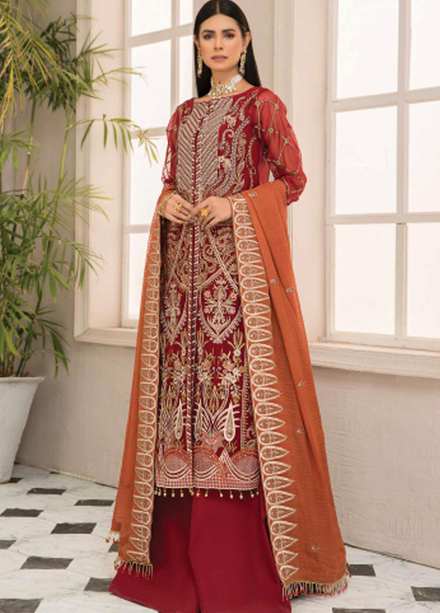 Maryam's Embroidered Chiffon Suits Unstitched 3 Piece MRM21-LF23 D-20 - Luxury Festive Collection
