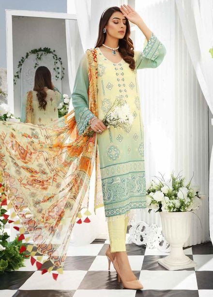 Maya by Nureh Embroidered Lawn Unstitched 3 Piece Suit NU21M 08 Fading Flower - Summer Collection