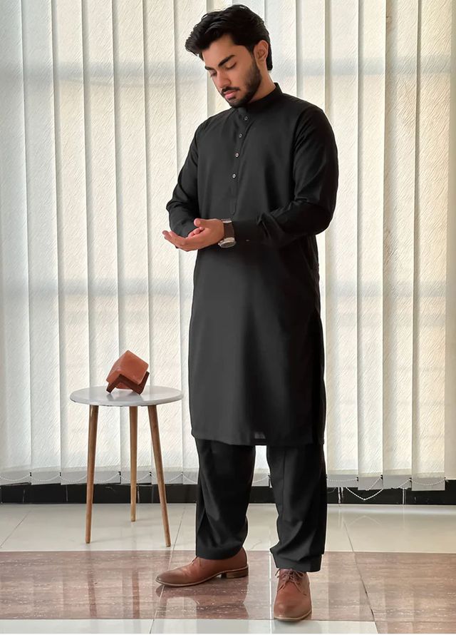 Mazham Pret Plain Blended Kurta-Shalwar BBKS-S-M