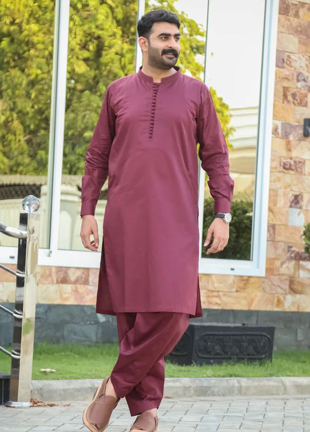 Mazham Pret Plain Cotton Kurta-Shalwar MLCSK-S
