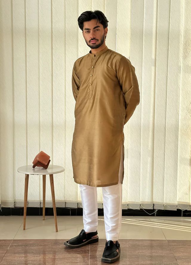 Mazham Pret Plain Raw Silk Kurta-Pajama BKT-S-M