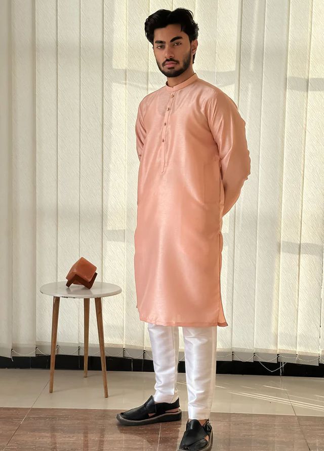 Mazham Pret Plain Raw Silk Kurta-Pajama PPKT-S-M