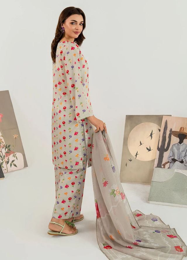 Meerak Pret Printed Silk 3 Piece Suit Mistara