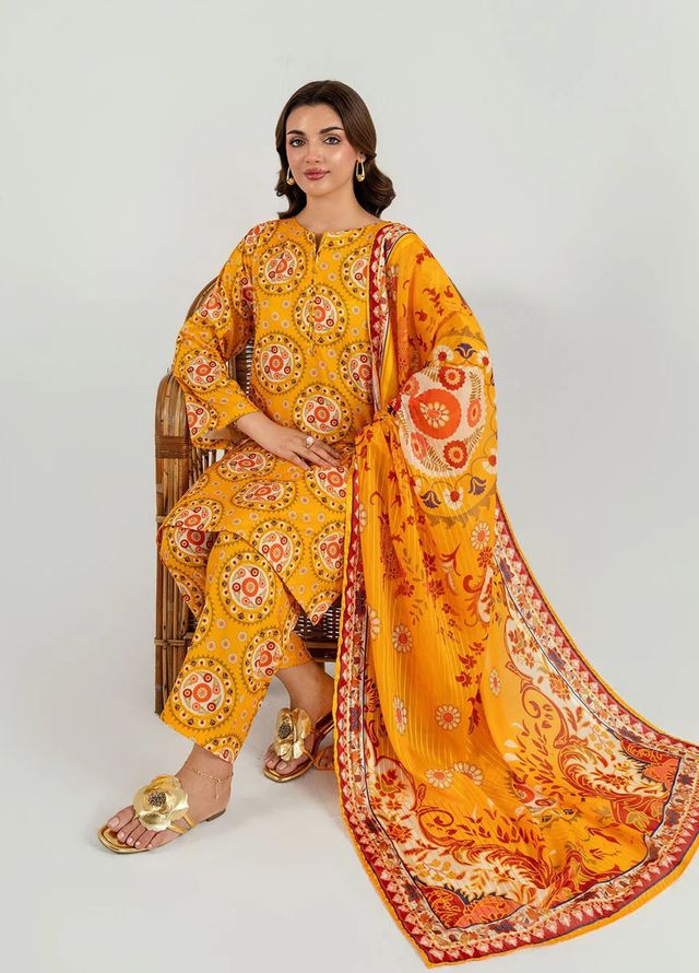 Meerak Pret Printed Silk 3 Piece Suit Solmira