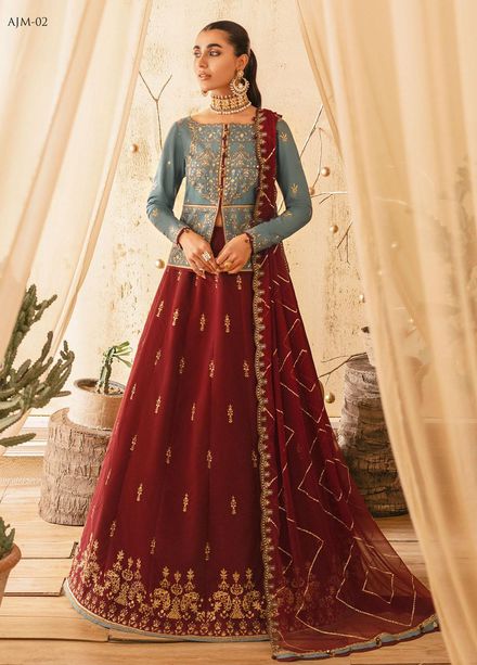 Mehr-o-Maah by Asim Jofa Embroidered Suits Unstitched 3 Piece AJ23MM AJM-02 - Luxury Festive Collection