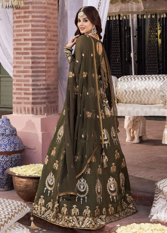 Mehr-o-Maah by Asim Jofa Embroidered Suits Unstitched 3 Piece AJ23MM AJM-03 - Luxury Festive Collection